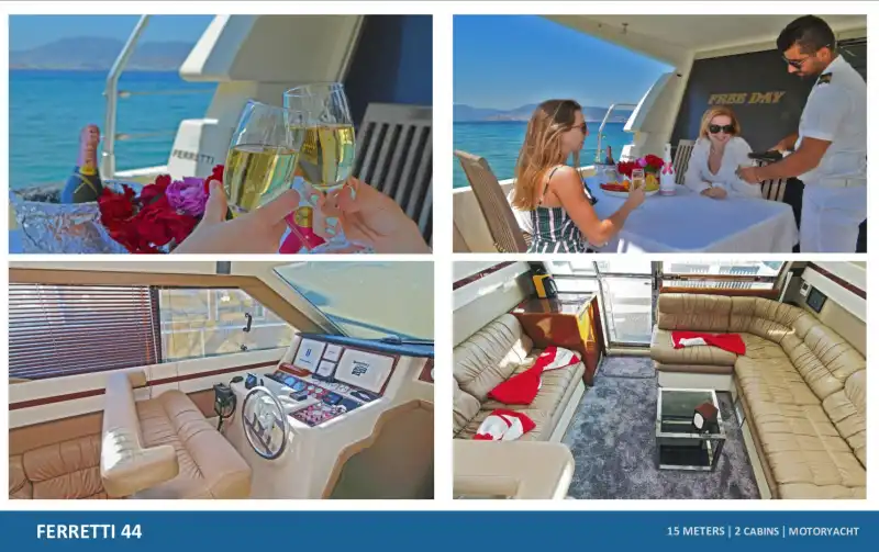 Элегантная моторная яхта в Бодруме: Спокойный день на Ferretti 44